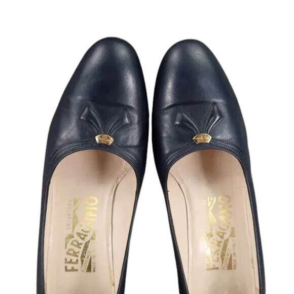 Salvatore Ferragamo Shoes Womens 5.5 Pumps Classic Fashion Leather Blue Formal - Picture 9 of 16